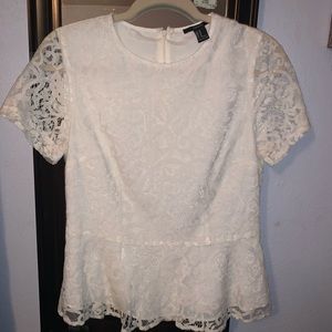 White lace peplum top